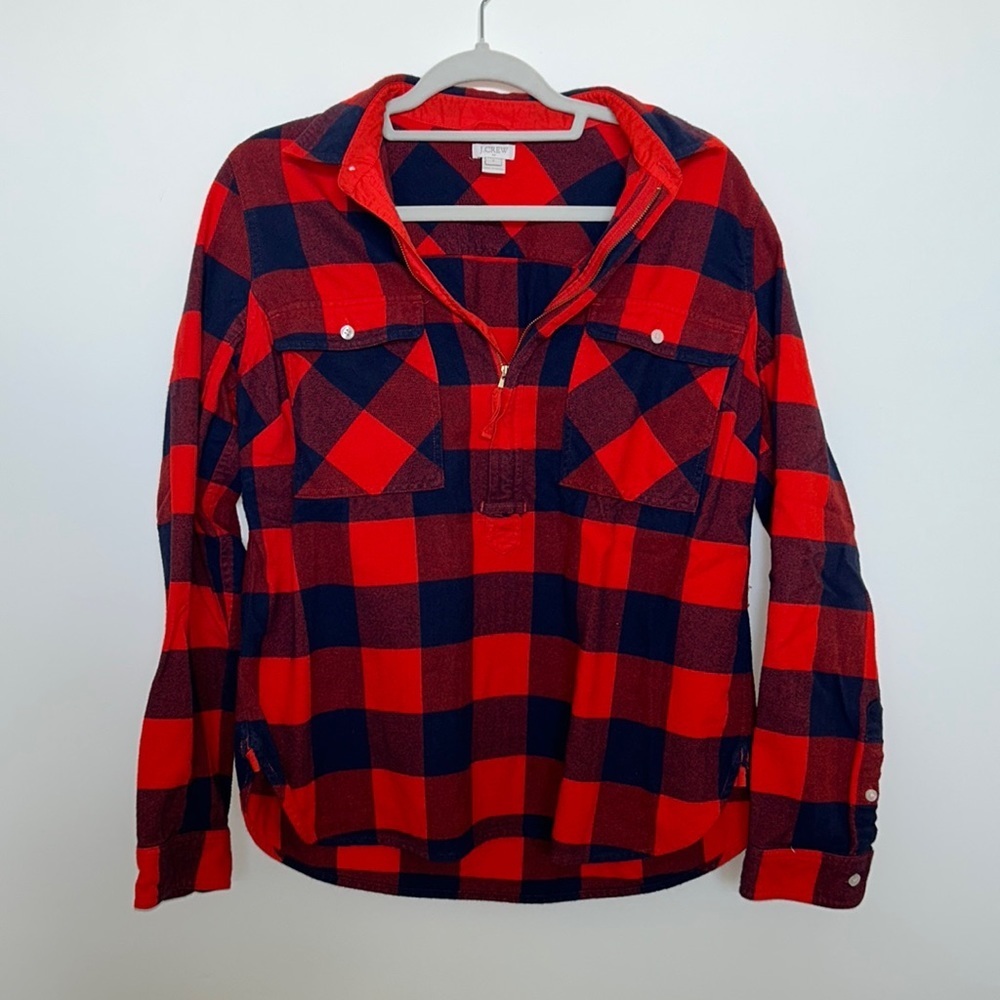 J Crew Factory Plaid Quarter Zip Flannel